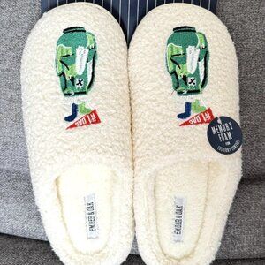 Ember & Oak Men's Slippers Golf #1 Dad Memory Foam  Cozy Comfort Ivory M 9-10